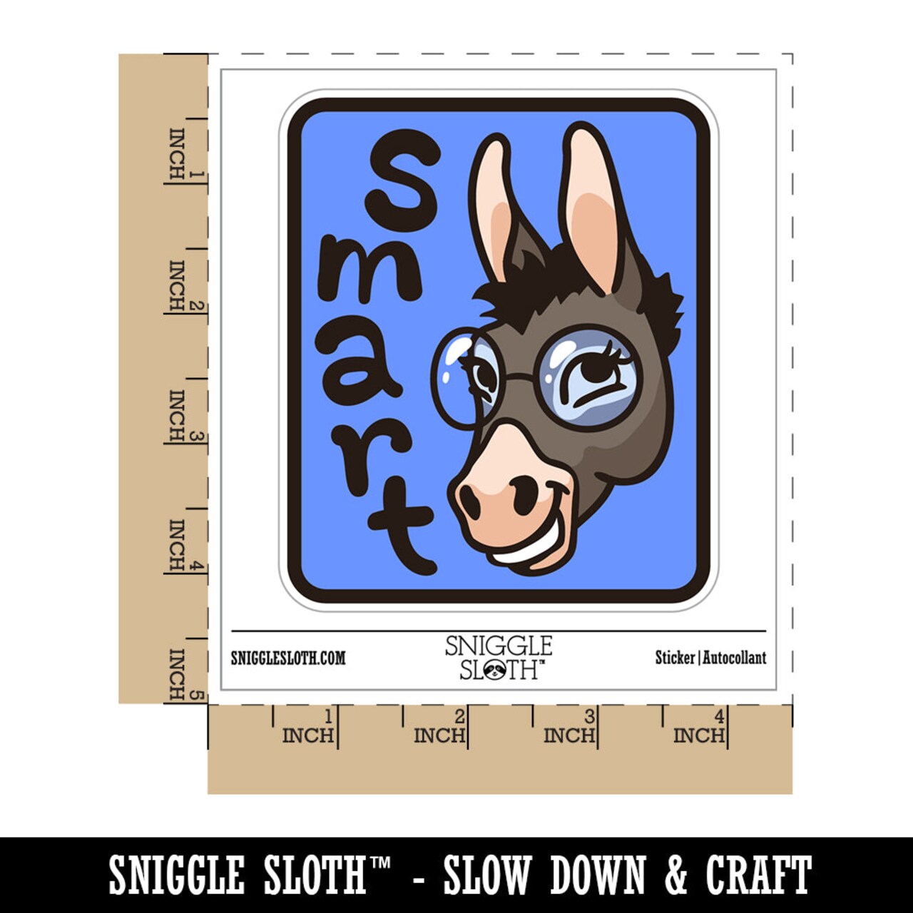 Smiling Smart Donkey with Glasses Waterproof Vinyl Phone Tablet Laptop Water Bottle Sticker Set - 5 Pack